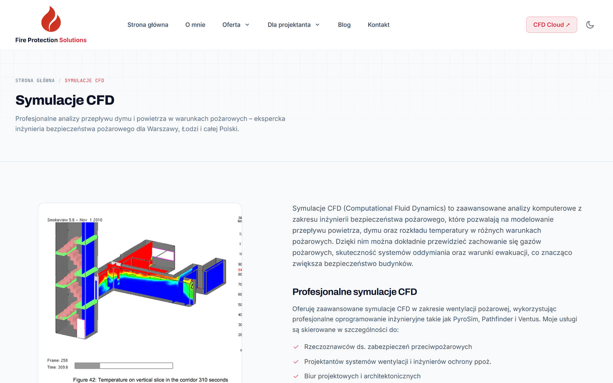 CFD simulations service subpage describing who the service is for and when it is required