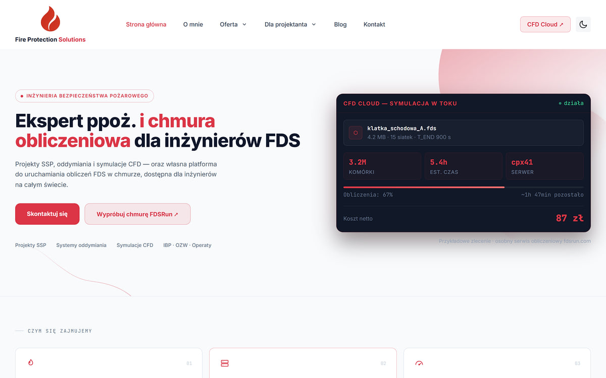 FP Solutions home page in light mode